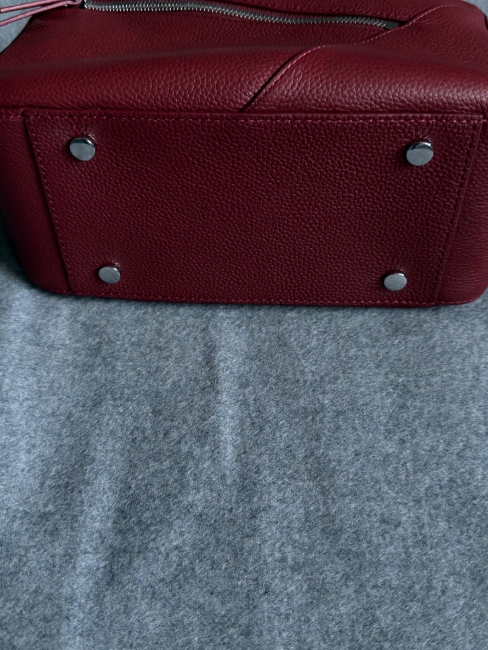 Quince Italian Leather Patchwork Crossbody | Merlot | Gently Used - Picture 3 of 7